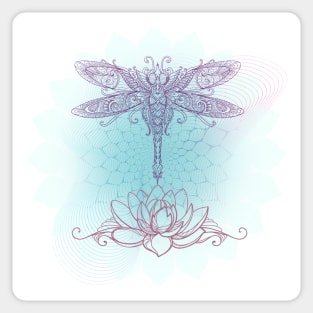 Dragonfly Mandala Lotus Sticker